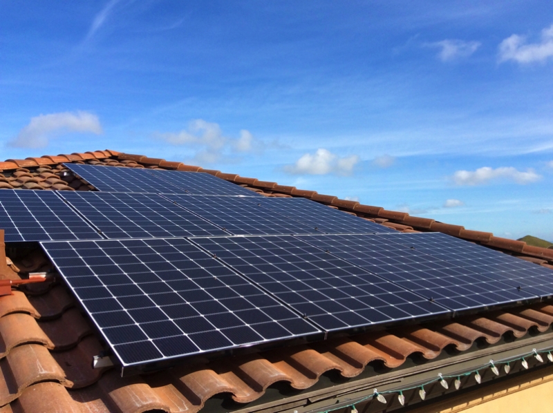 solar panels on tile roof