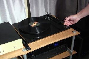 record playing on hi-fi 